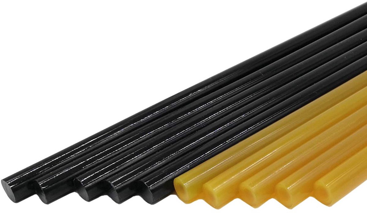 SnelShoppen - Paintless Dent Glue Sticks 10 Stuks - Hot Melt Lijm Sticks voor Auto Reparatie, Deukverwijdering, 11x270mm, 5 Zwart, 5 Geel, EVA Materia