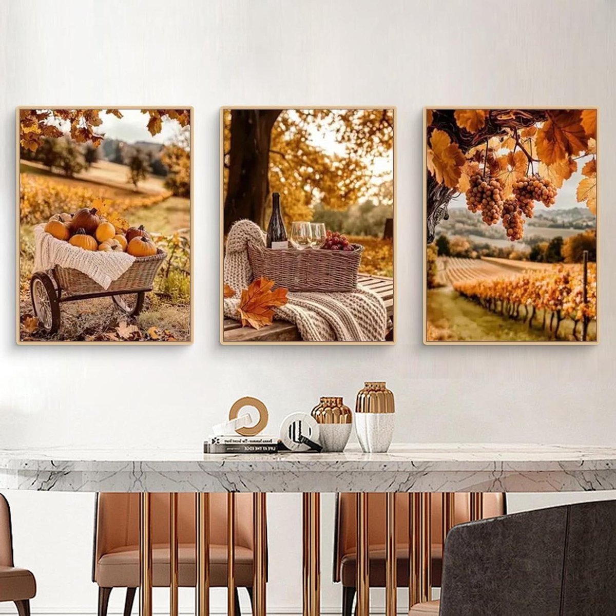 Herfstafbeeldingen Set - Natuurposters - Wanddecoratie Woonkamer - Hoogwaardige Prints - 40x50cm - B