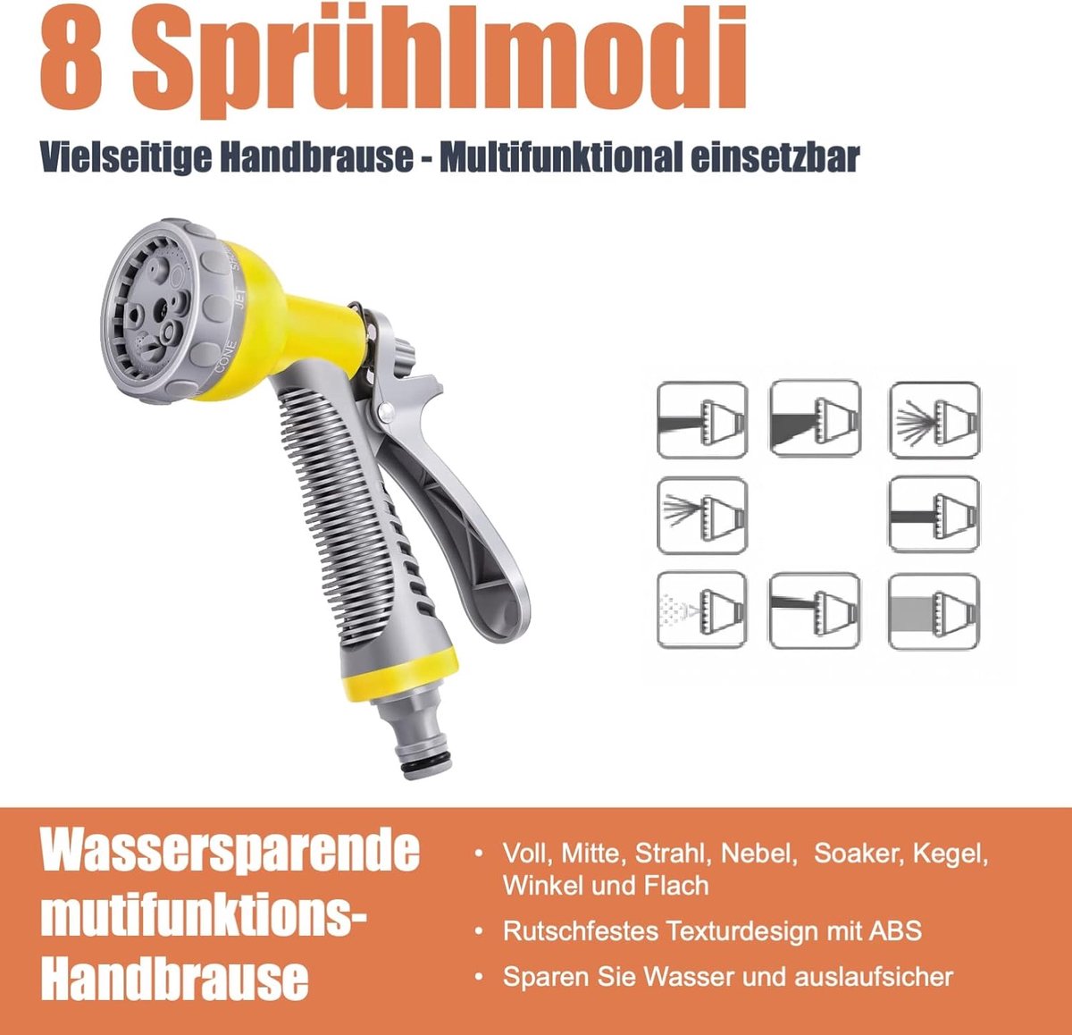 Thijox - Tuinslangset 35 m + 2 m Slanghaspel met Wandhouder | Automatisch oprollen | 180° draaibaar | 8-functies Multi-handdouche | RoHS getest | Idea