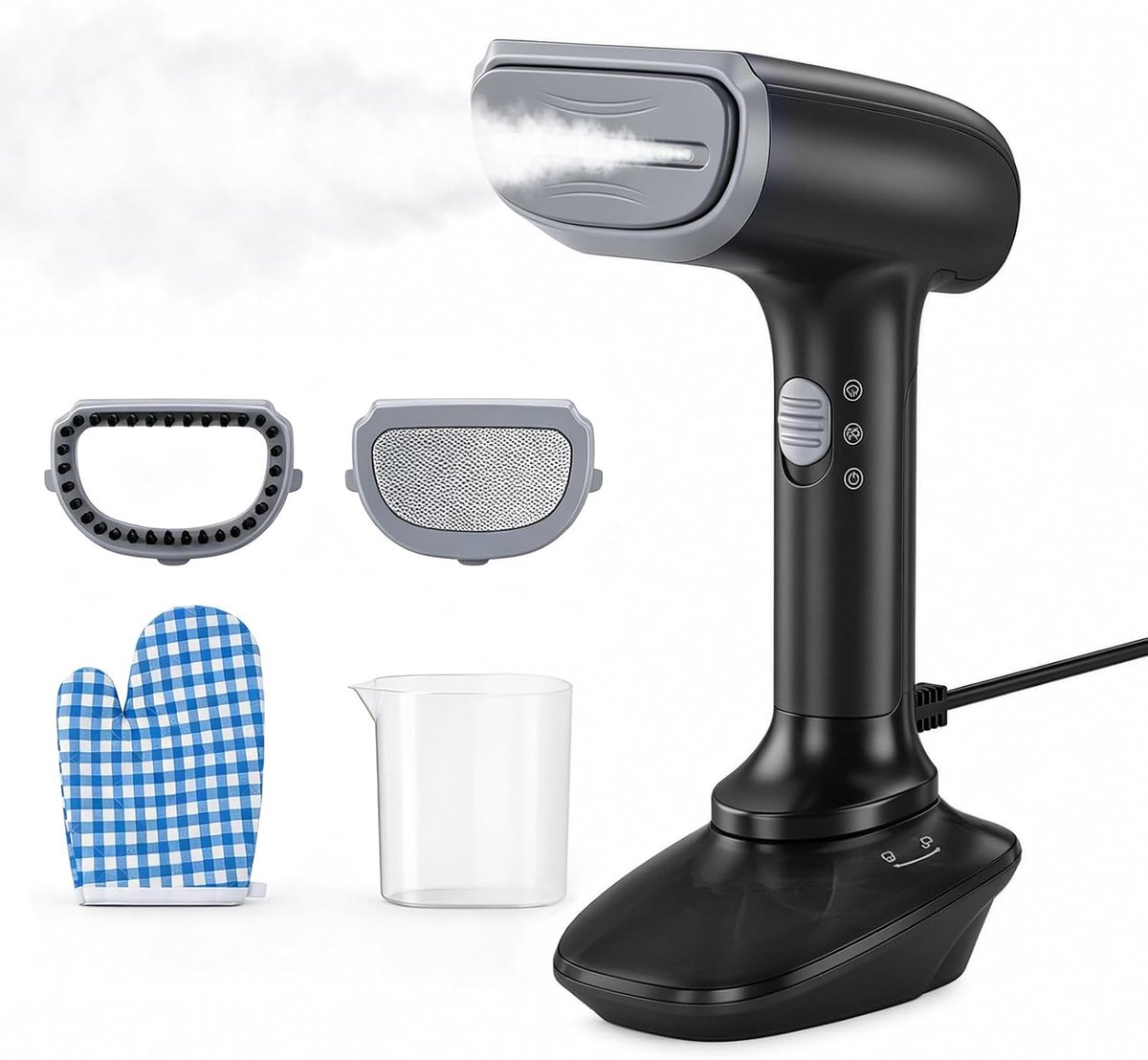 Thijox - Handstoomstrijkijzer 1200W, Snelle Opwarming 30s, 23g/min Stoom, 300ml Afneembare Watertank, Draagbaar Stoomstrijkijzer met Accessoires voor