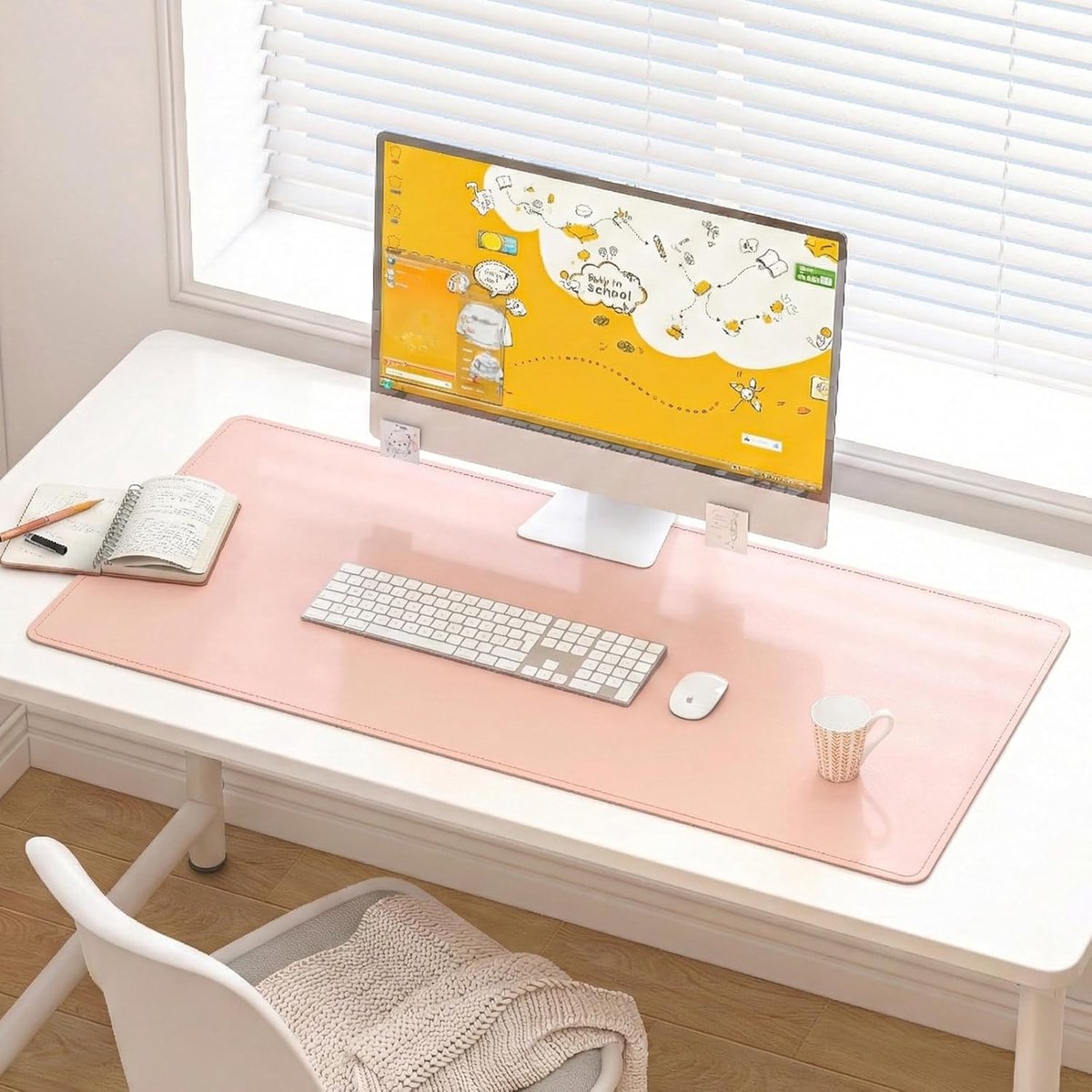 SnelShoppen - DAWNTREES Desk Mat - Luxe Leren Bureau Mat - Grote Muismat - Non-Slip Laptop Mat - Ideaal voor Thuis, Kantoor en Desktop Gebruik - Roze