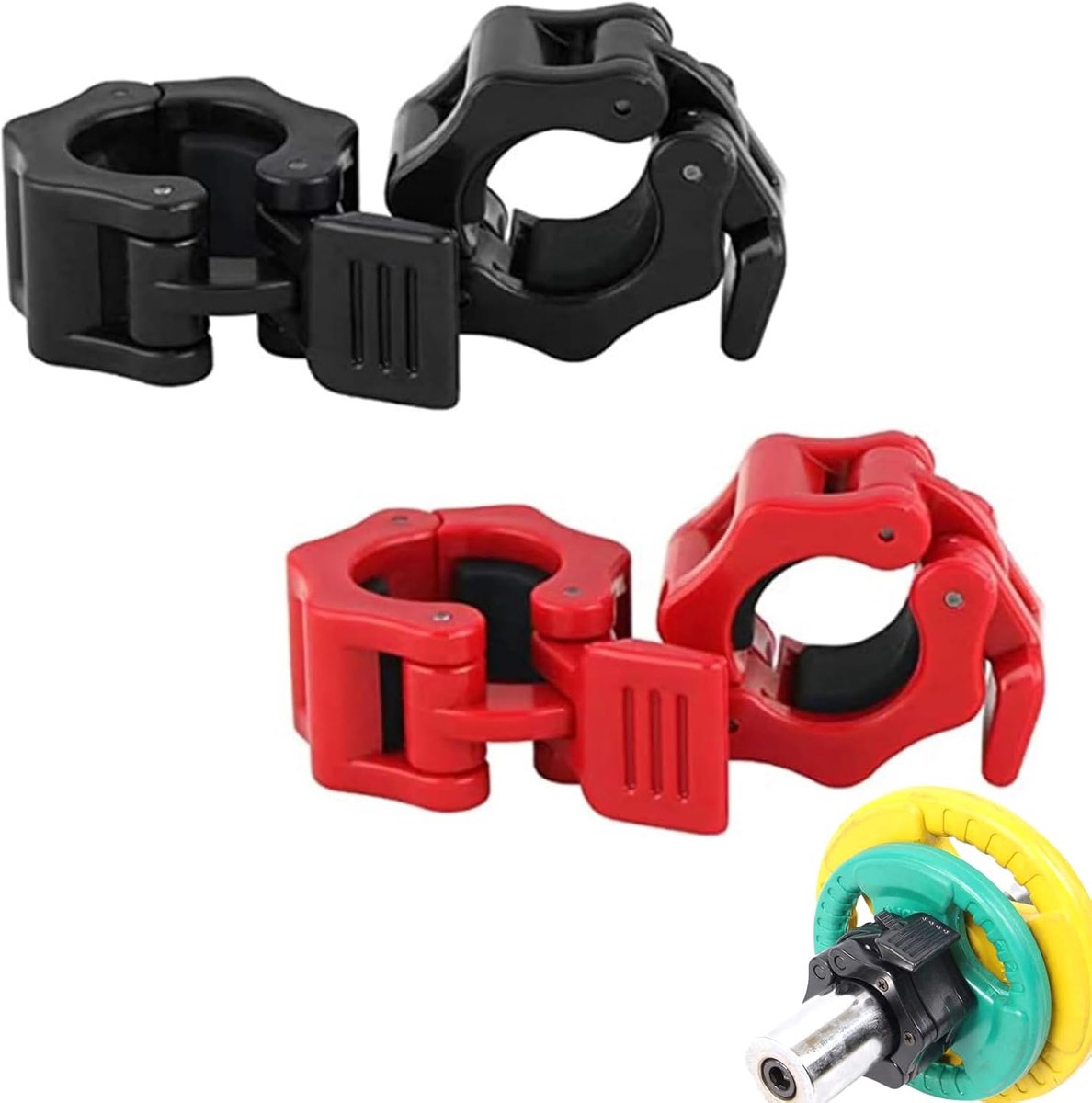 SnelShoppen - 4pcs Dumbbell Clamps, Snelle Ontgrendelings Gewichten Clips, Duurzame Plastic Barbell Klemmen, Niet-Slip voor Thuis, Gym en Buiten Sport