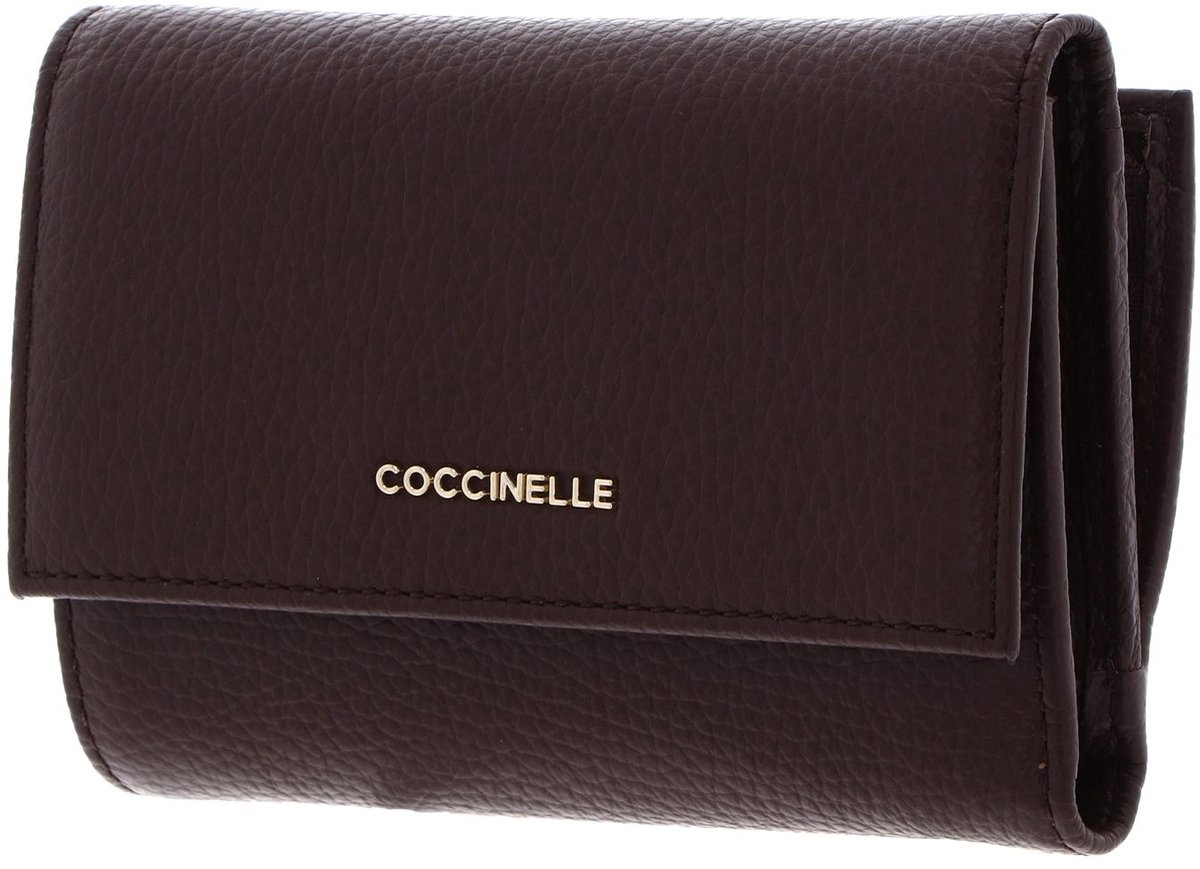COCCINELLE Leren portemonnee Metallic Soft Wallet Grainy Leather Berry donkerpaars