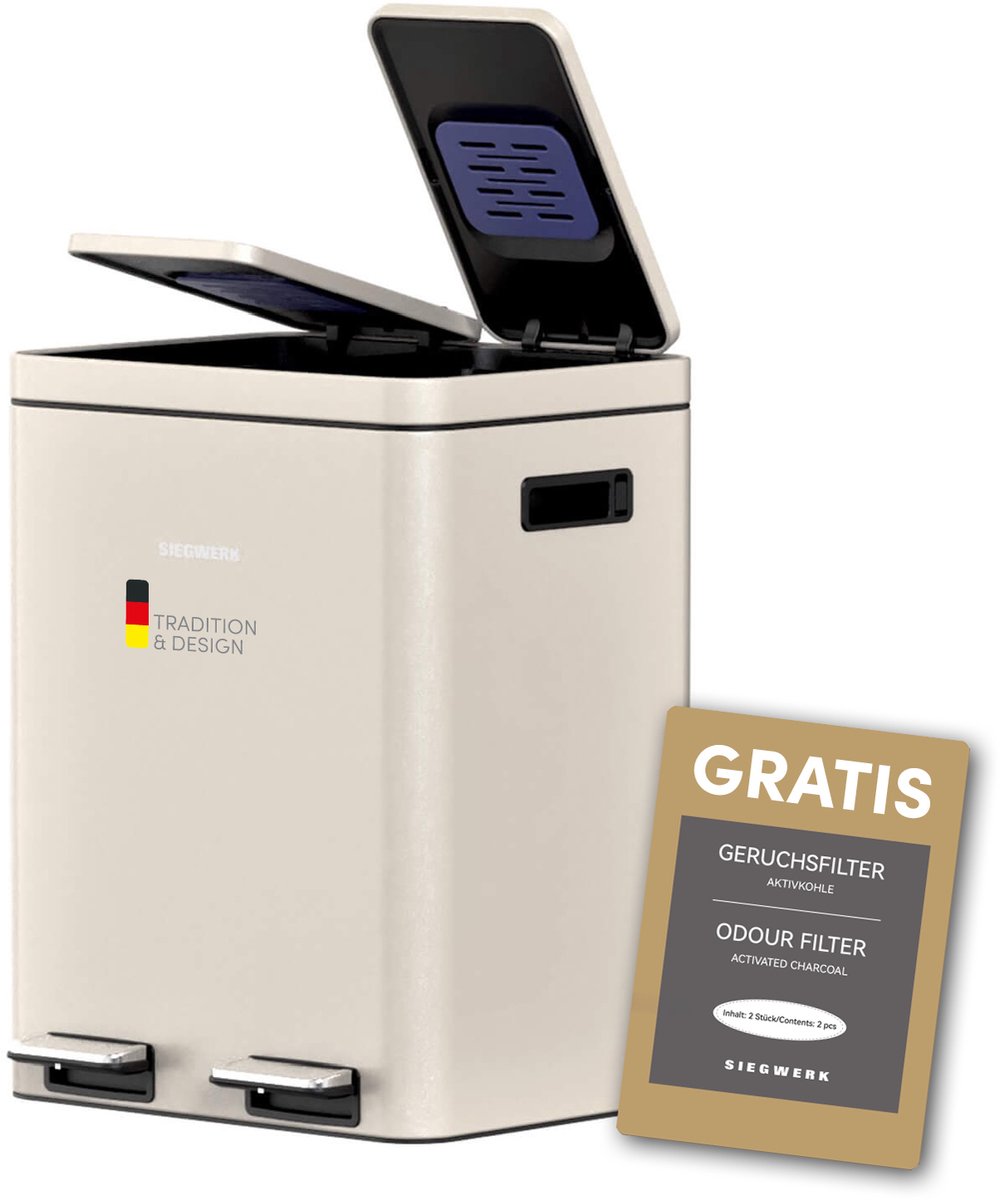 Prullenbak KOLEKTO 2x18L Sand beach - mat Beige