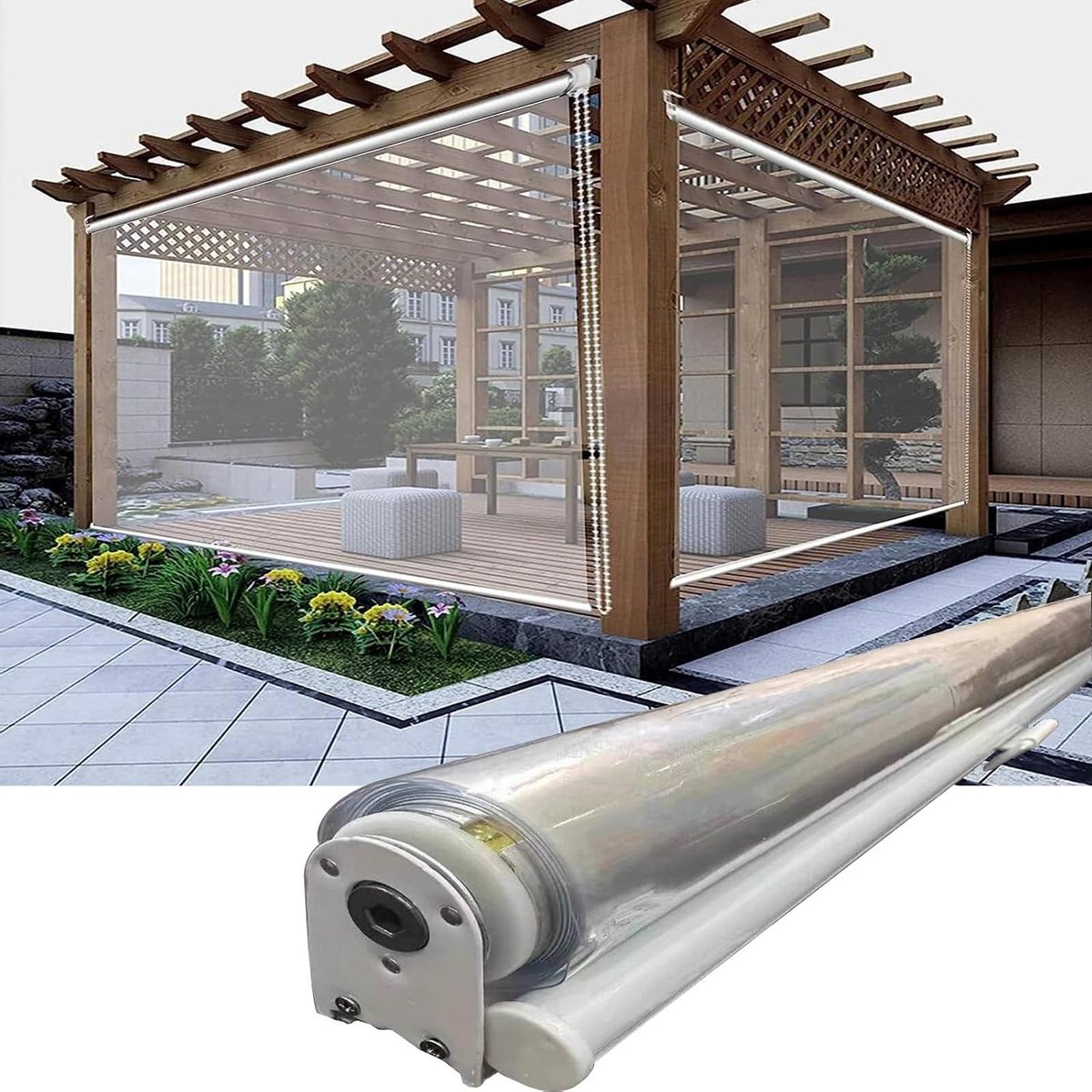 Outdoor Rolgordijn - Transparant PVC - Bescherming Buitenruimte - Eenvoudig Montage - 165 
