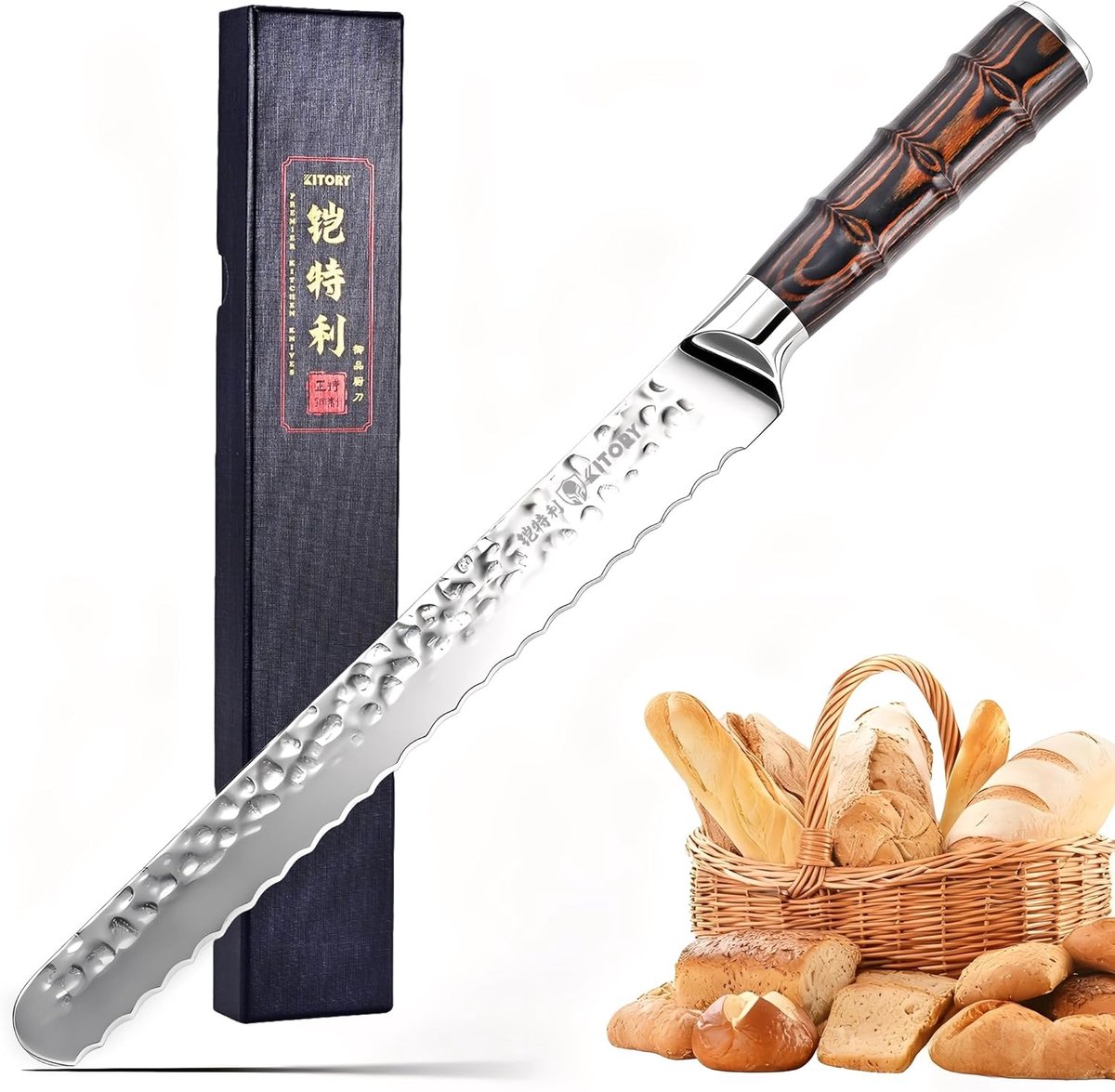 SnelShoppen - Professioneel Broodmes 25.5 cm - Ergonomisch Handvat, Hoogwaardig RVS, Extra Scherp, Gehamerd Ontwerp, Voor Brood, Taarten en Meer
