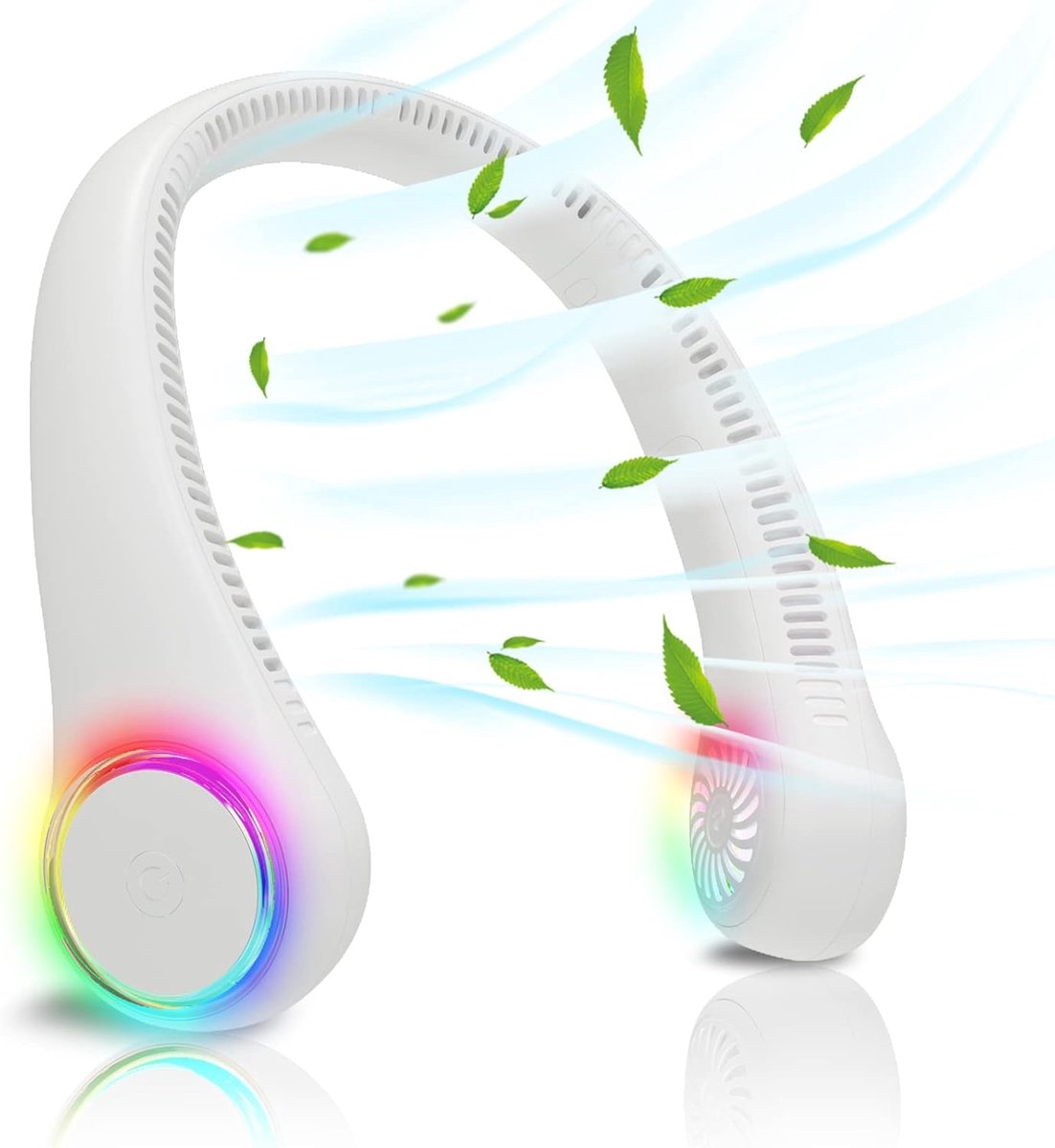 SnelShoppen - Draagbare Mini USB Fan voor Nek - Handsfree Oplaadbare Ventilator met 3 Snelheden en LED Licht - Perfect voor Camping, Feesten, en Thuis