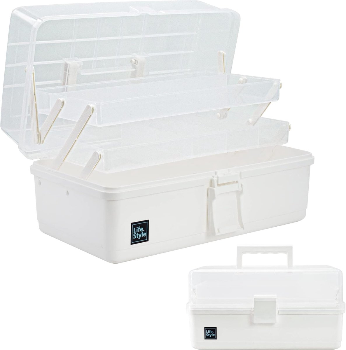 SnelShoppen - 33cm 3-lagen Multifunctionele Opbergdoos - Kunstenaars Opbergdoos met Compartimenten - Plastic Gereedschapsdoos - Medicijn Opbergdoos -