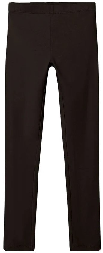 Een donkerbruine meisjeslegging met elastische tailleband.