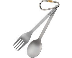SnelShoppen - TiTo Titanium Bestekset - Lichtgewicht Vork en Lepel - Outdoor Camping Bestek - Perfect voor Hiking, Picknick en Reizen - 165 mm - RVS K