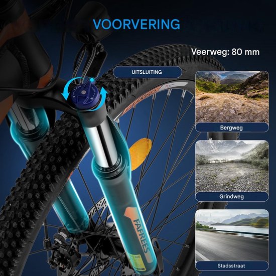 Fafrees 26 inch Elektrische Mountainbike - 250W Motor - Shimano 21 versnellingen - Mechanische Schijfremmen - Elektrische Fiets– Roestbestendige aluminiumlegering - 13AH –IPX4 Stadsfiets –Trekkingfiets –Zwart van FAFREES — afbeelding 4