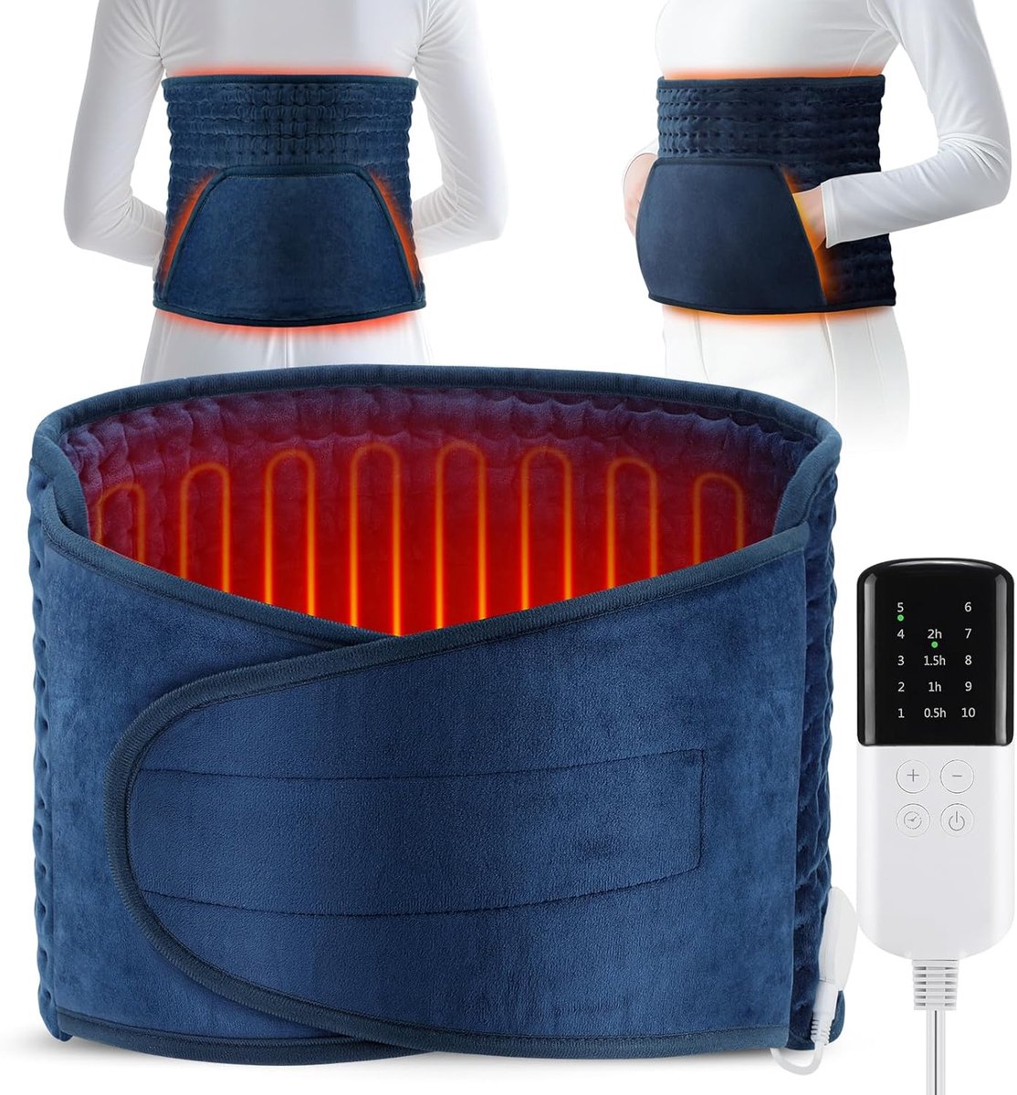 SnelShoppen - Elektrisch Verwarmingskussen voor Rugpijn, 30x127 cm Warmtekussen met 10 Verwarmingsniveaus en Automatische Uitschakeling, Handwarmer en