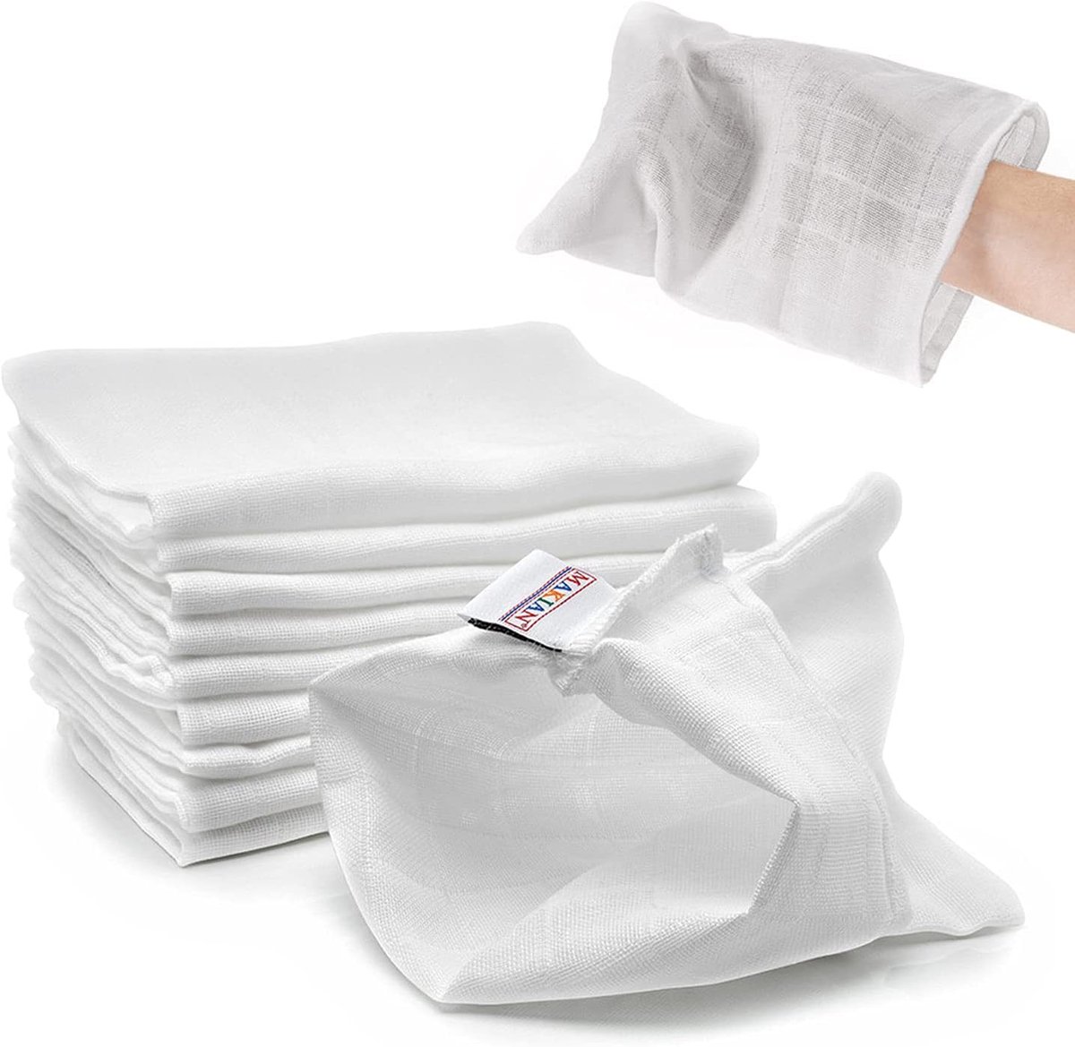 SnelShoppen - Hydrofiele Washandjes voor Baby’s en Kinderen - Zachte Flanellen Katoenen Washanden - 10 Stuks - 100% Katoen - OEKO-TEX Gecertificeerd -