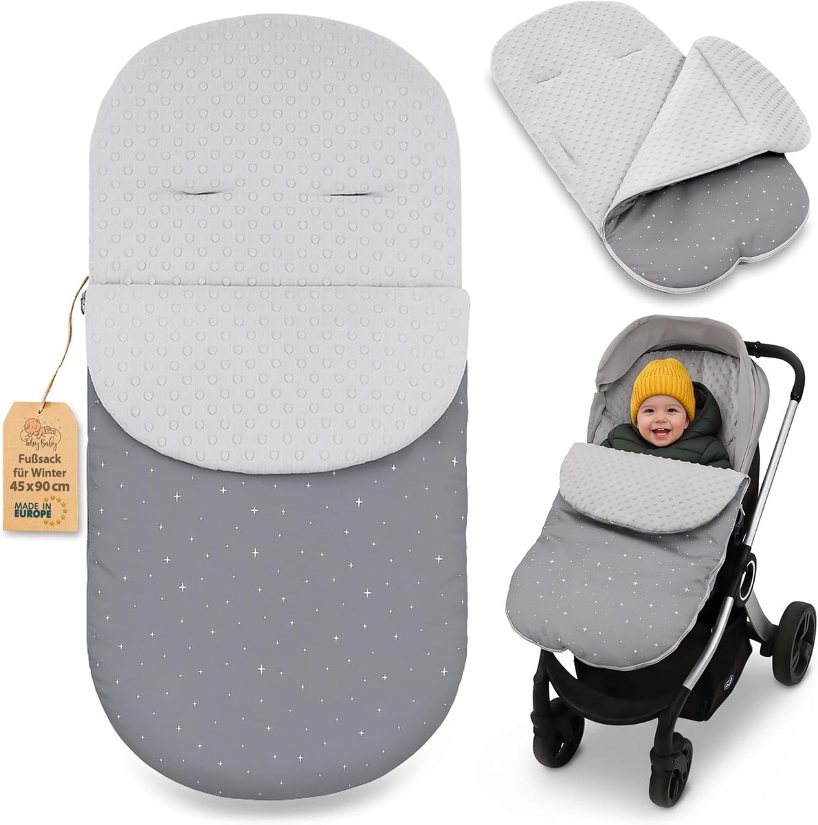 SnelShoppen - Voetenzak Kinderwagen en Buggy Winter 90x45 cm - Warme Inleg Omslagdeken voor Baby - Minky Materiaal - Oeko-Tex Certificaat - Perfect vo