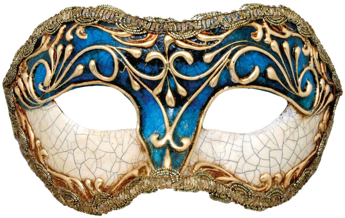 Colombina Stucco Craquele Blauw - Venetiaans Masker