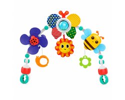 Jojoy – Universele Speelboog Baby – Verstelbare Speelgoedboog voor Kinderwagen, Autostoel & Wieg – Met Sensorisch Speelgoed & Bijtring – Bij – 73.7 cm – ARCBABY