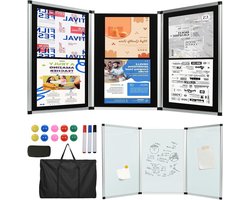 Presentatiebord Drievoudig - Beursdisplay Panel - Tentoonstellingen Presenteren - Opvouwbaar Aluminium Frame - 94 x 64 cm - Zwart