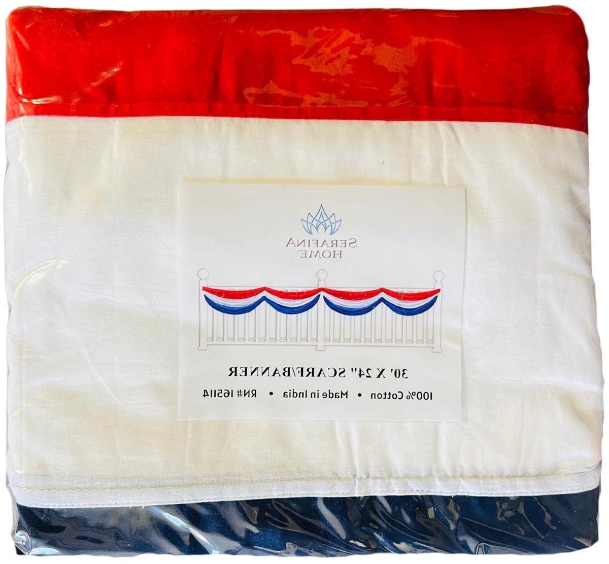 Patriottische Sjaal - Decoratieve Vlag - Feestelijke Decoratie - 100% Katoen - 30 x 24 Inch - Rood Wit Blauw