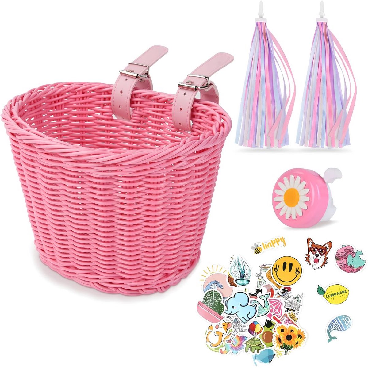 JCP® Fietskrat - Fietsmand - Pack 'n Pedal - Roze - 24cm x 15cm x 13cm