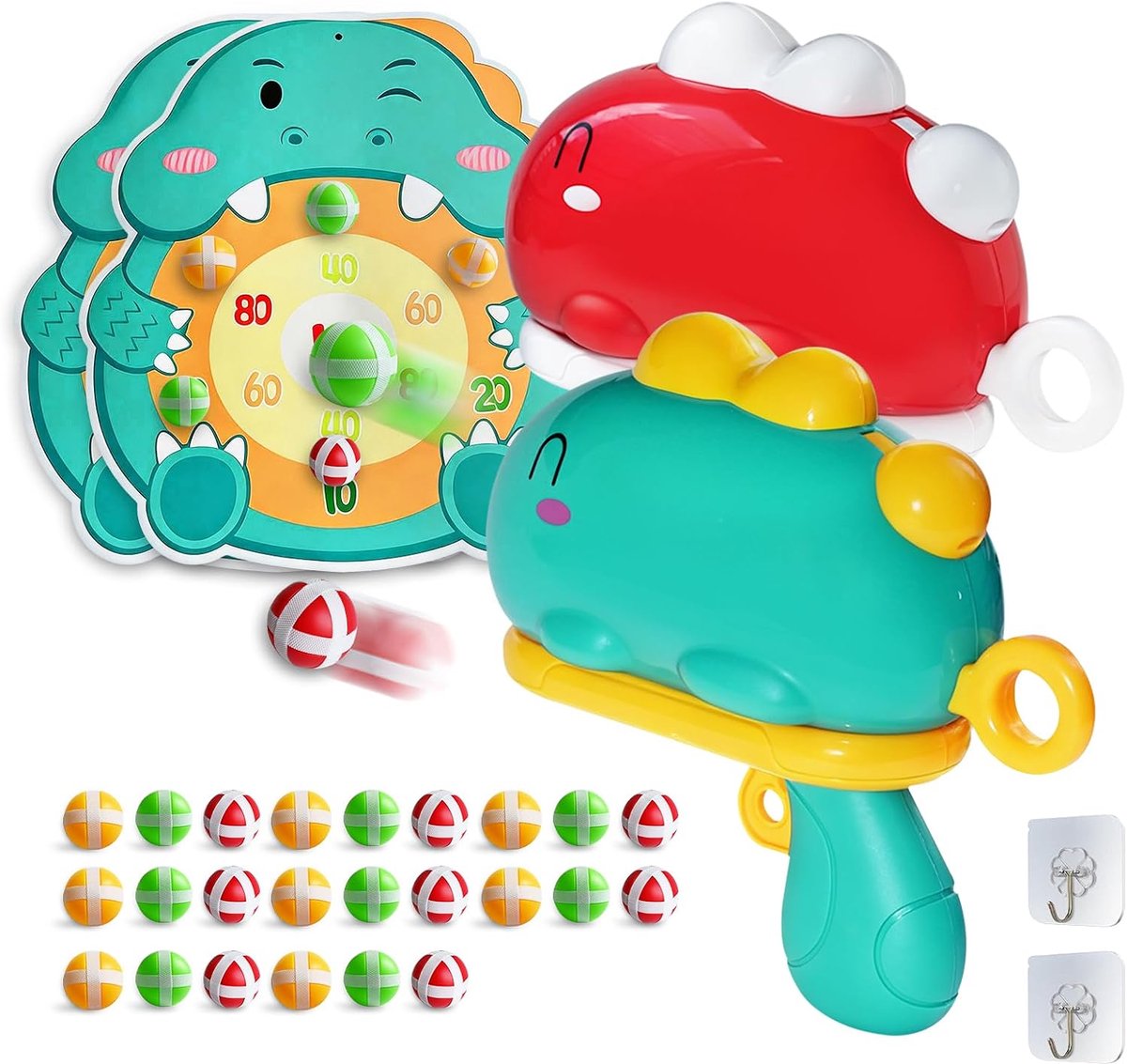 SnelShoppen - Dinosaurus Dartbord Buitenspeelgoed voor Kinderen 3-8 Jaar met Kleverige Ballen en Speelgoedpistool, Indoor en Outdoor Spel, Perfect voo