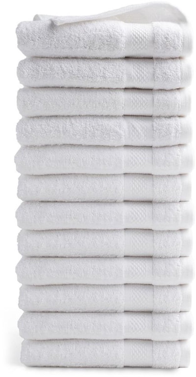 Handdoekenset 12 Stuks - 100% Katoen - 500 g/m² - Huidvriendelijk - Wasbaar tot 60 Graden - Met Ophanglus - Badhanddoeken