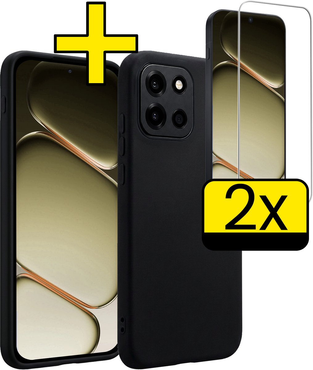 Hoesje - Met 2x Screenprotector - Geschikt voor OnePlus Nord 6 - Sterk & Shockproof - Back Cover - Siliconen Case - Telefoon Hoes - Telefoonhoesjes - Zwart