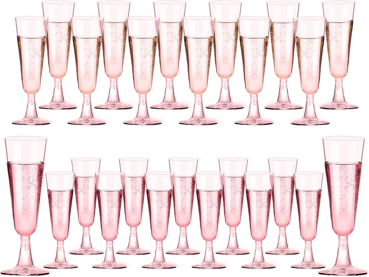 Champagneglazen - Roze - 150 ml - Herbruikbaar Plastic - Voor Feesten en Evenementen