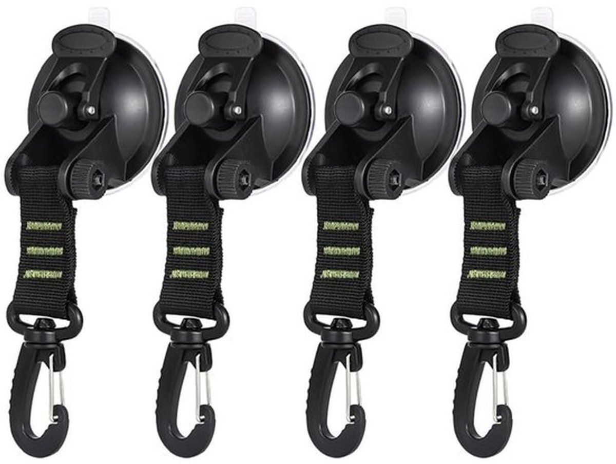 Zuignap 4-delige set - Zuignaphaak met haak - Zuignapanker - Maximaal draagvermogen 10 kg - Hoogwaardig materiaal - Geschikt voor auto-zijluifels