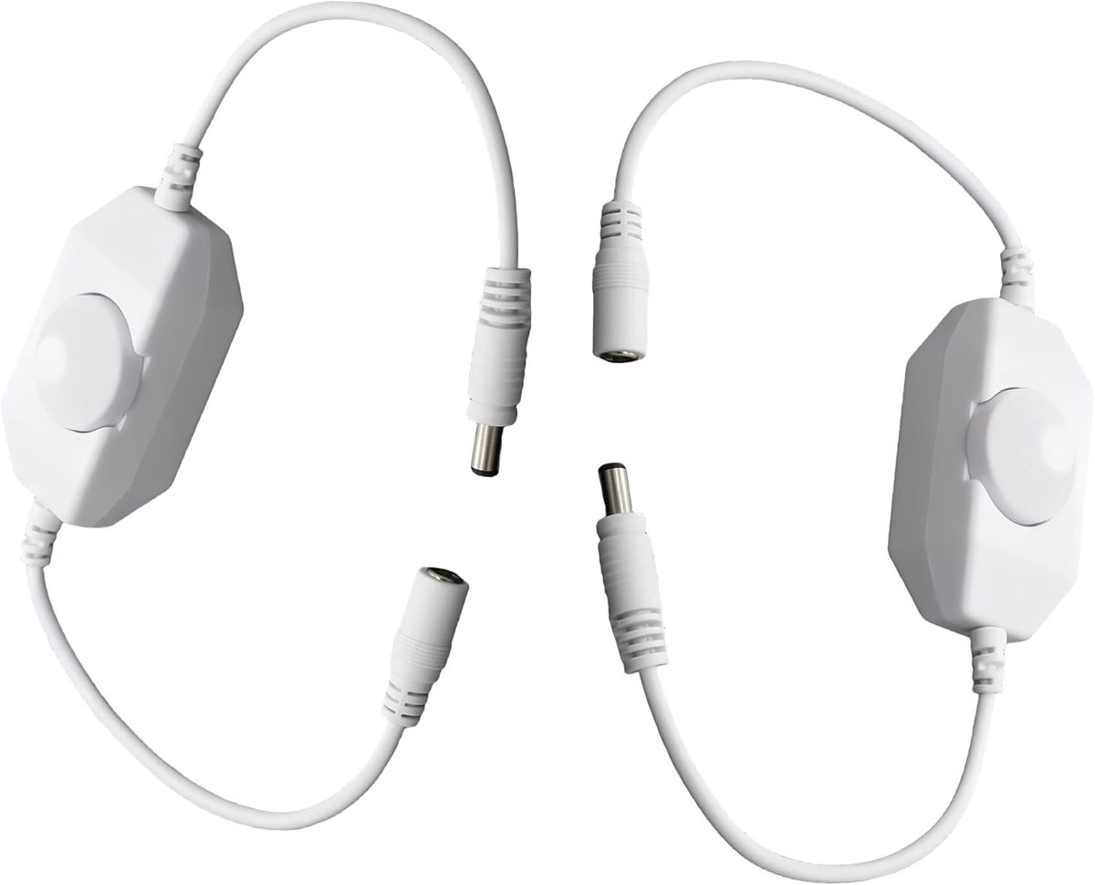 Rotary Dimmer Switch - Wit - 2-packs - Helderteinstelbare Controller voor 12V 24V LED-strips - Voor LED Verlichting
