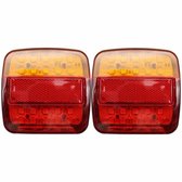 LED-achterlichten voor aanhanger - 12V LED-achterlichten - 2 stuks - Vierkant - Rood/Geel