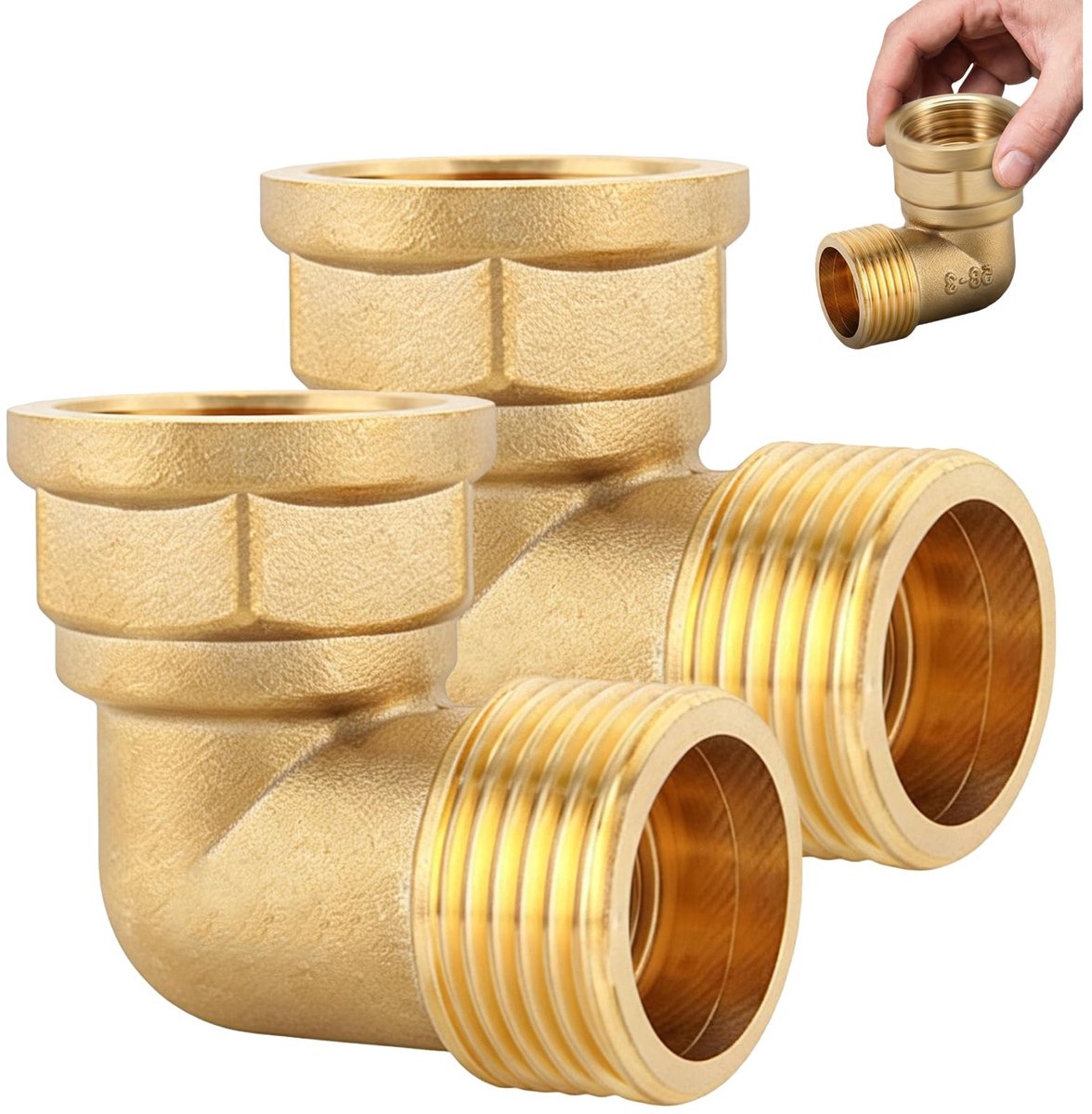 Solidchoice - Messing Hoek 90° Set van 2 voor Waterinstallaties