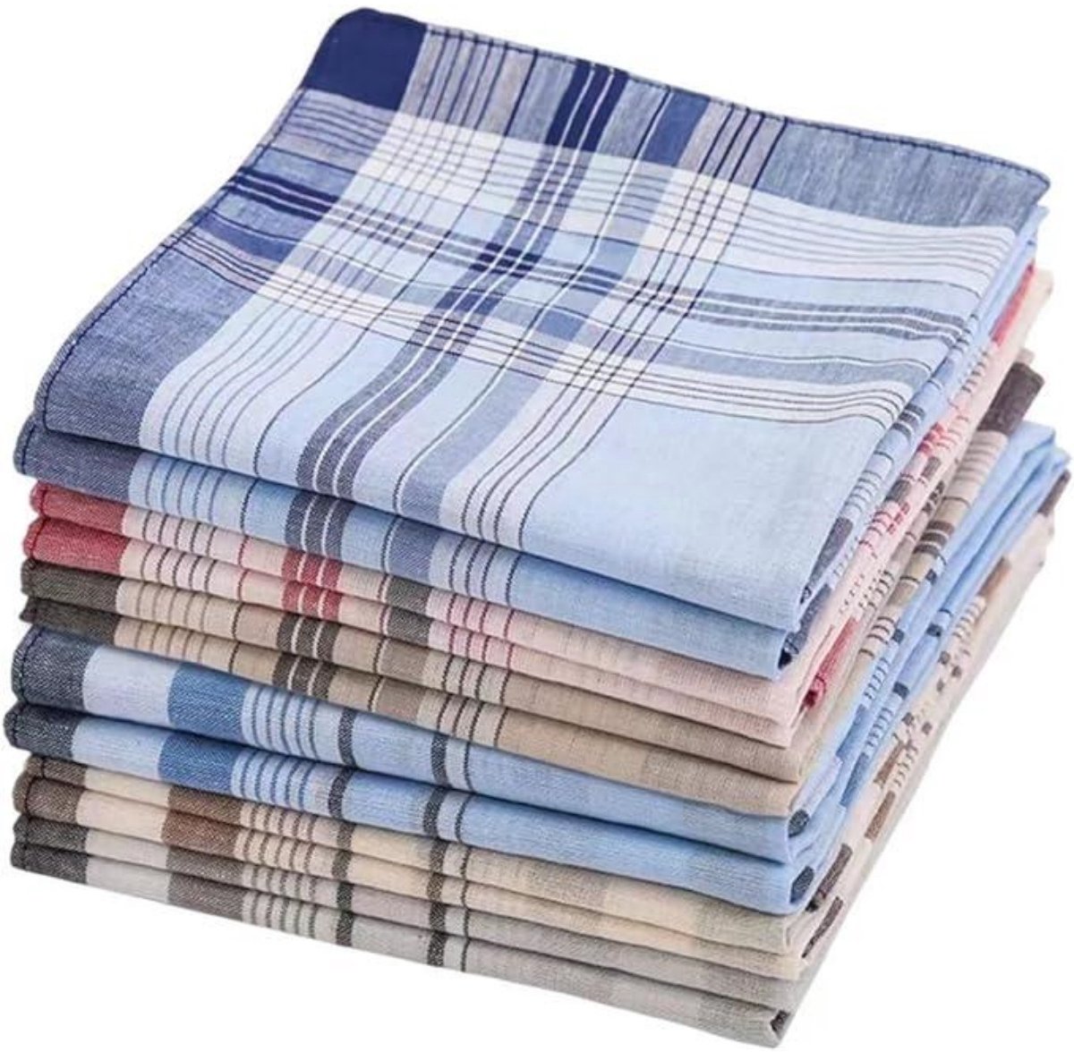 SSTRWGOOD 12 Stuks Herenzakdoeken - Katoenen Zakdoeken voor Heren - 40x40cm - Zachte en Ademende Stoffen - Geschikt voor Dagelijks Gebruik - 100% Katoen