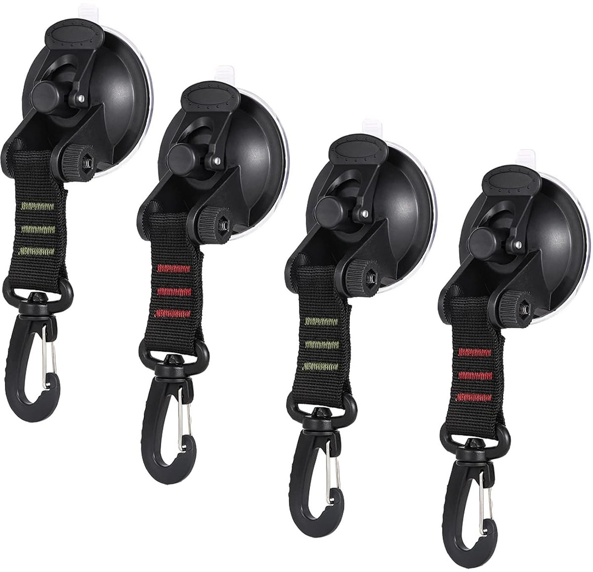 Set van Zuignappen voor Kamperen, Zuignap Haken, Tent en Kledinglijn, Ideaal voor Auto, Caravan en Huishoudelijk Gebruik (4 Stuks)