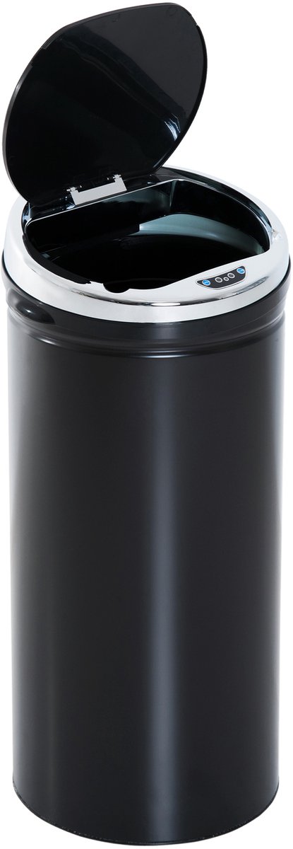 HOMCOM Sensor Prullenbak - Staal - 30,5x30,5x68cm - Zwart