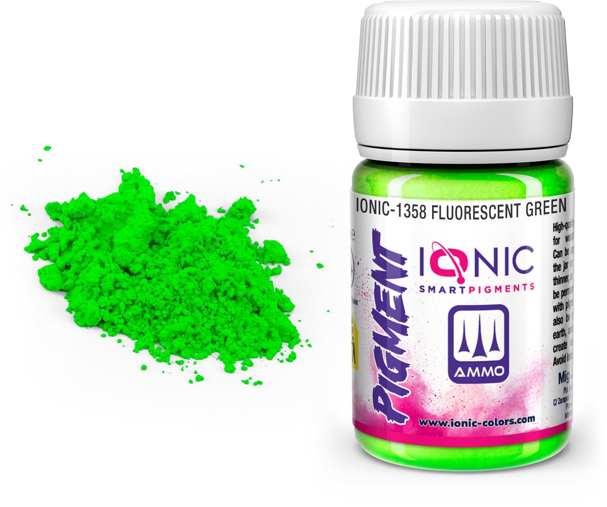 AMMO by Mig Jimenez Modelbouwdecoratie - MIG IO1358 Ionic Smart Pigments - Fluorescerend Groen - 35ml Effecten potje