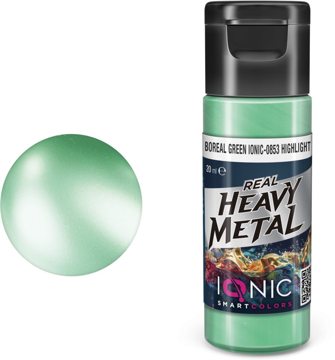 AMMO by Mig Jimenez Hobbyverf Acrylverf - MIG IO0853 Ionic Smart Colors - Real Heavy Metal - Noorderlicht Groen - Highlight - Metallic Acryl - 20ml Verf potje - 20 ml
