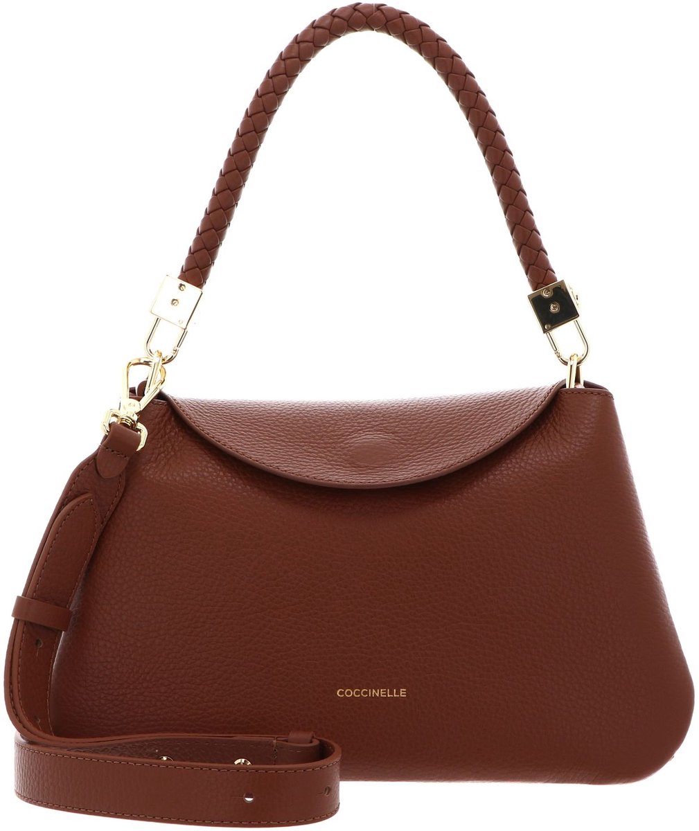 COCCINELLE Leren handtas schoudertas Tiggy Handbag Grained Leather Cognac bruine