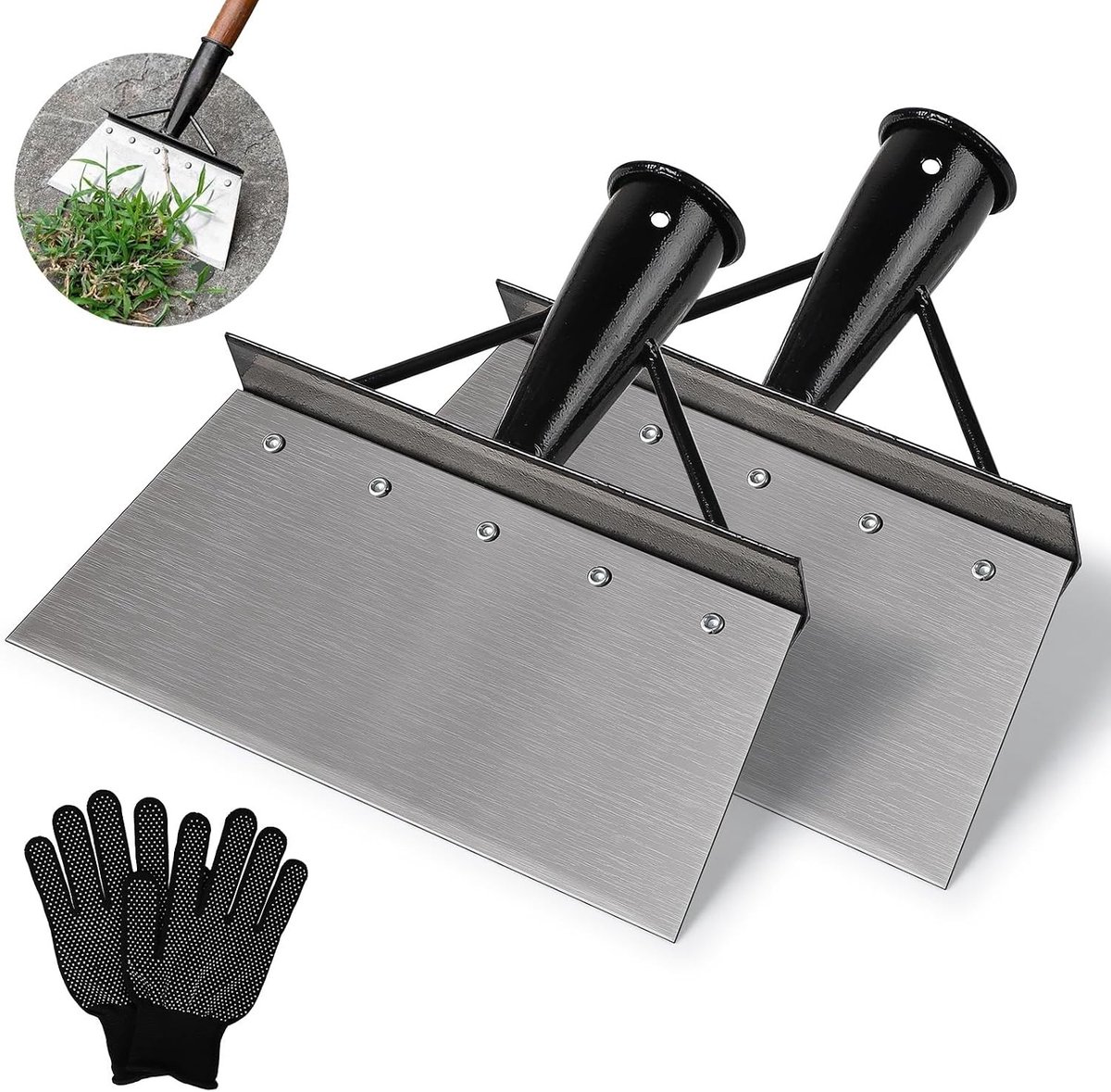 2 Stuks 21 cm Multifunctionele Tuinschep van Manganese Staal voor Onkruidverwijdering en Tuinonderhoud, Ideaal voor het Verwijderen van Onkruid en Mos