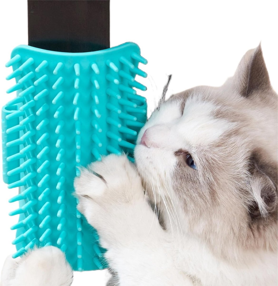 Zachte stoomborstel voor katten - Mintgroen - 14,5 x 9 cm - Rubberen Zelfgroomer voor Katten - Voor Huisdieren