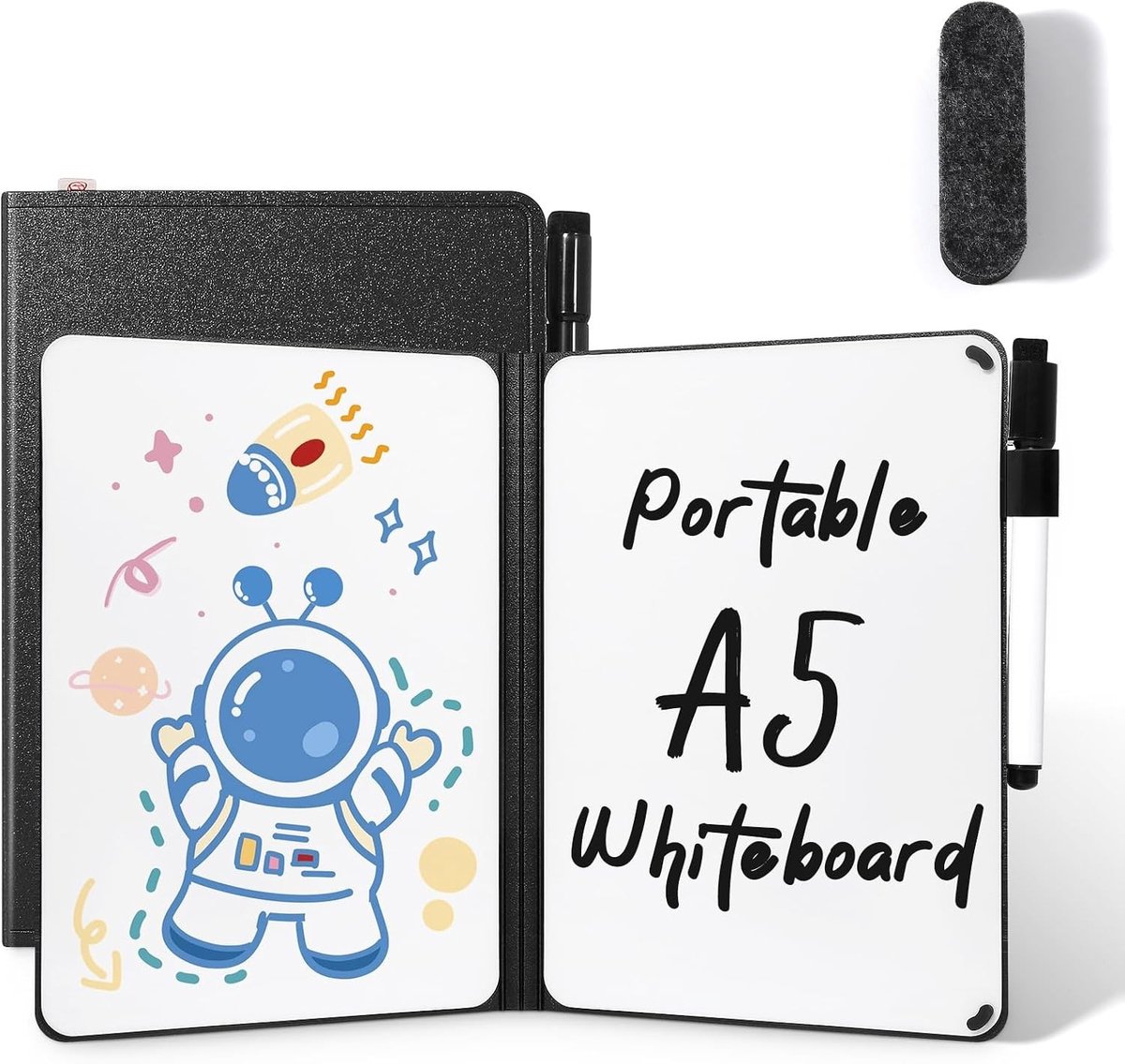 Whiteboardfolie - Zwart - 15 x 15 x 21 cm - Dubbelzijdig Draagbaar A5 Memobord - Voor Kantoor, School en Thuis