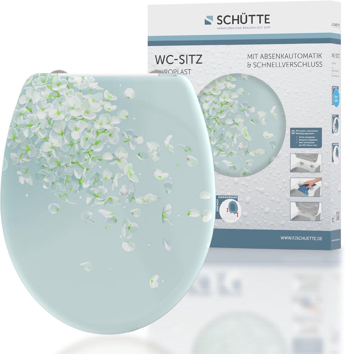 Wc-bril met softclose - Wind Flower - Duroplast - Universele O-vormige toiletbril met snelsluiting