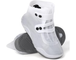 Overschoenen / Regenschoenen - Maat L （38 t/m 43）- Waterdicht - Antislip - TPE - Verstelbare Gesp - Versterkte rubberen antislipzool - herbruikbare - eco - Unisex - Voor Wandelen, Fietsen, Woon-werkverkeer & Outdoor - voor regen, sneeuw - wit
