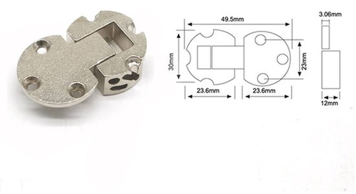 Scharnier 90 Graden - Zinklegering - Voor Meubels - Scharnier Reparatie Plaat - Scharnier Boormal - Maximale Draagcapaciteit 10kg - Tafel Scharnier