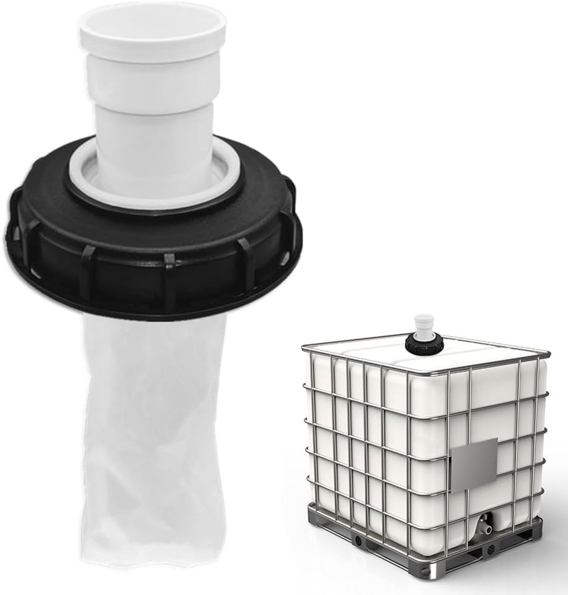 IBC Tankfilter - Zwart - 165 mm - Nylon Deksel met Filter - Voor Regenwatertanks