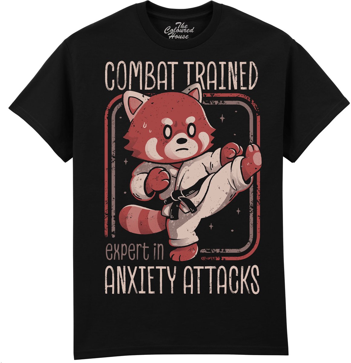 Rode Panda Anxiety Attack Expert The Coloured House T-shirt 3XL