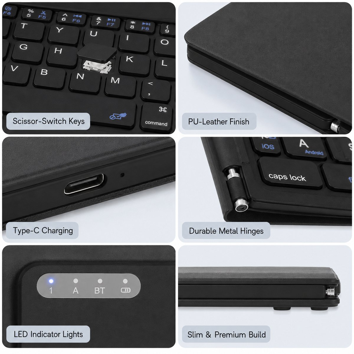 Opvouwbaar Toetsenbord - Bluetooth Keyboard - Met Touchpad - Stom - Lange Batterijduur - Voor Tablet Smartphone Laptop Pc Ios Android (zwart) — cadeau in Elektronica - foto 7
