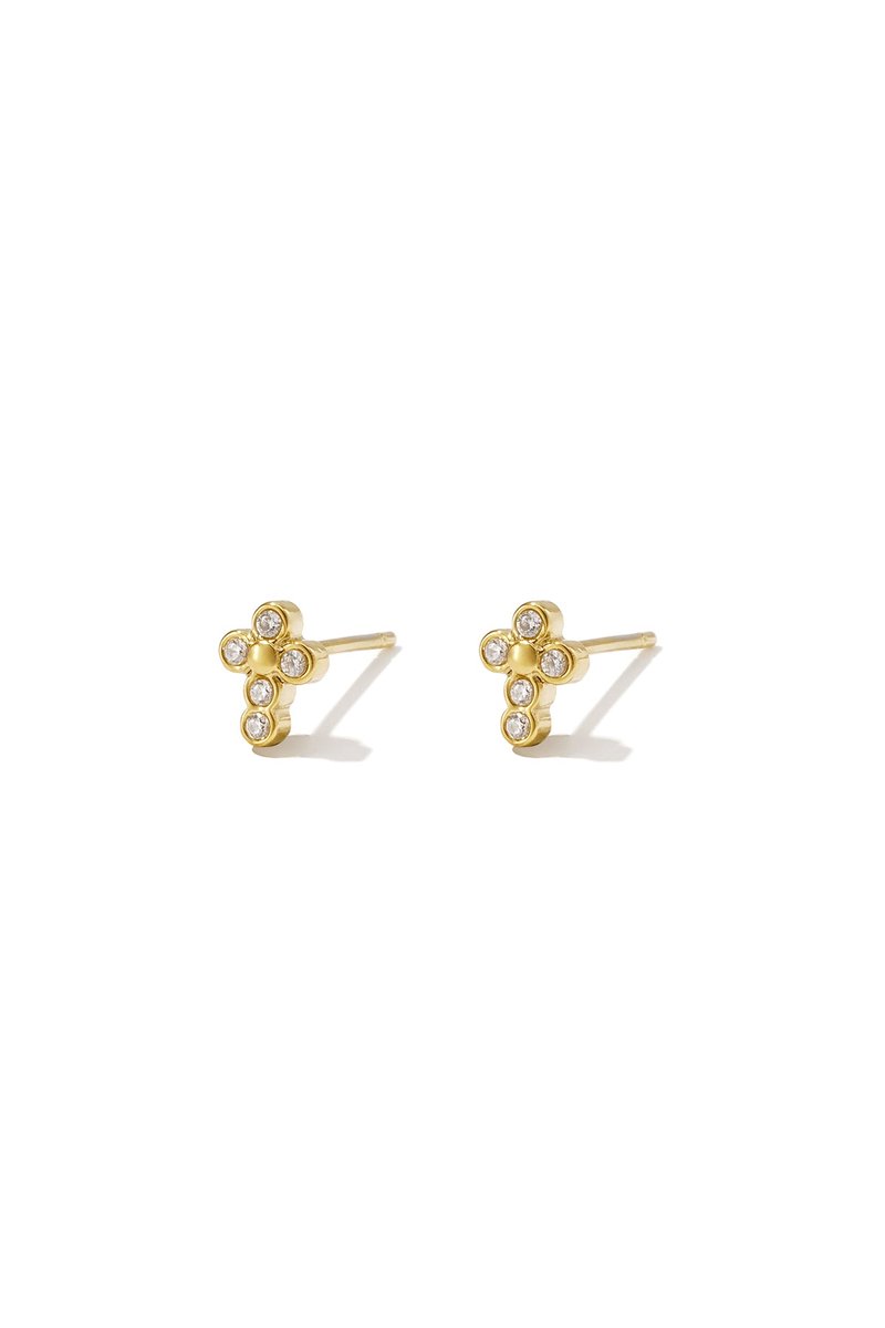 Lara - Oorknopjes - Strass & Stainless Steel - - Wit