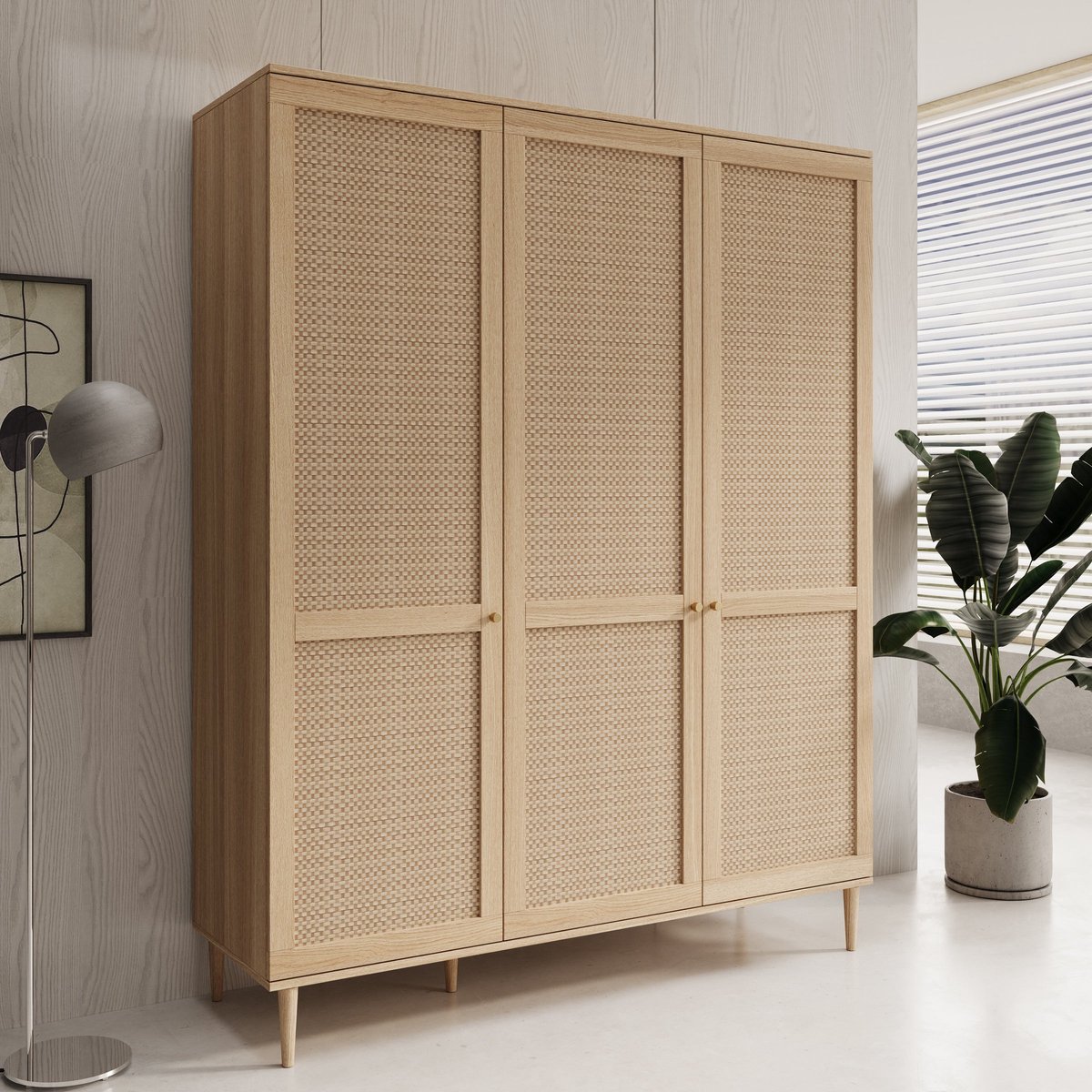 MEUBELLA Crimson - Kledingkast met 3 deuren - Eiken - 165x52x208 cm Bruin