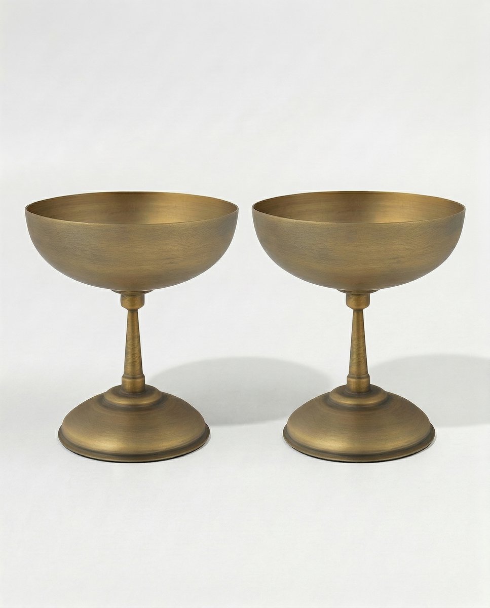 vtwonen - Coupes - Goud - Metaal - Set van 2 - 9 cm