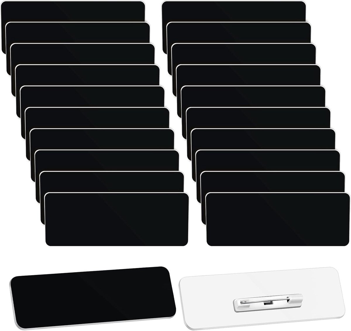 20 naamkaartjes Geschikt voor speldjes, 1 x 3 inch (ongeveer 2,5 x 7,6 cm) blanco naamkaartjes, herbruikbare ID-kaartclips Geschikt voor clipjes, Geschikt voor kantoorpersoneel, studenten en werknemers, aanpasbaar (zwart)
